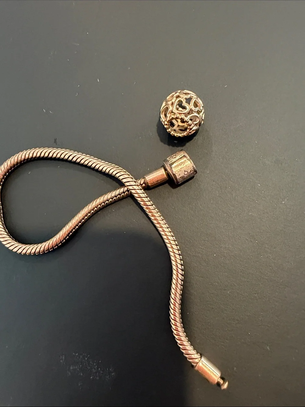 Pandora Rose Gold Filigree Snake Chain Bracelet